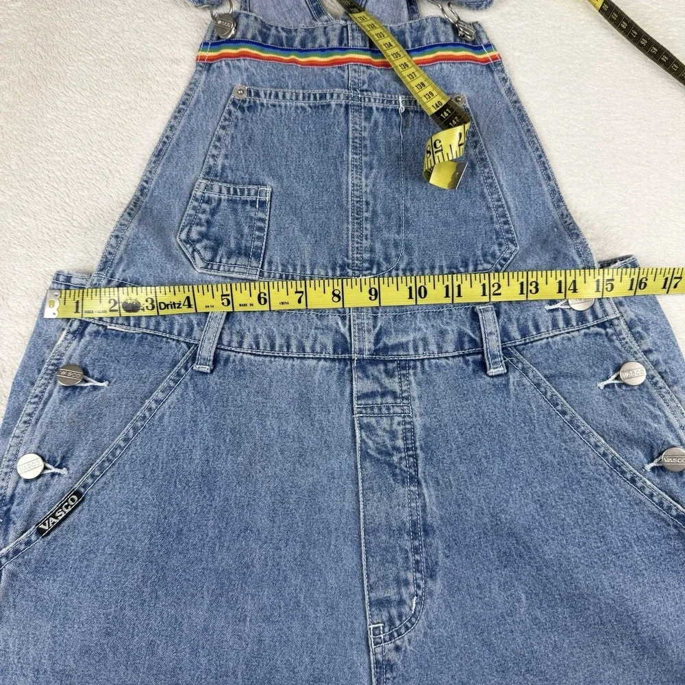 VTG 90's Retro Vasco Jeans‎ USA Women's Rainbow Carpenter Overalls Sz M PRIDE